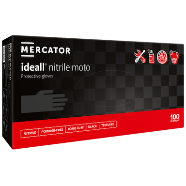Mercator nitriilikäsineet, moto pitkä musta, XL koko
